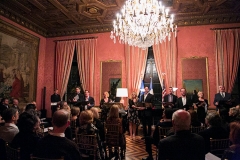 Full cast of MONET performing in the Salon Rose at the French Consulate